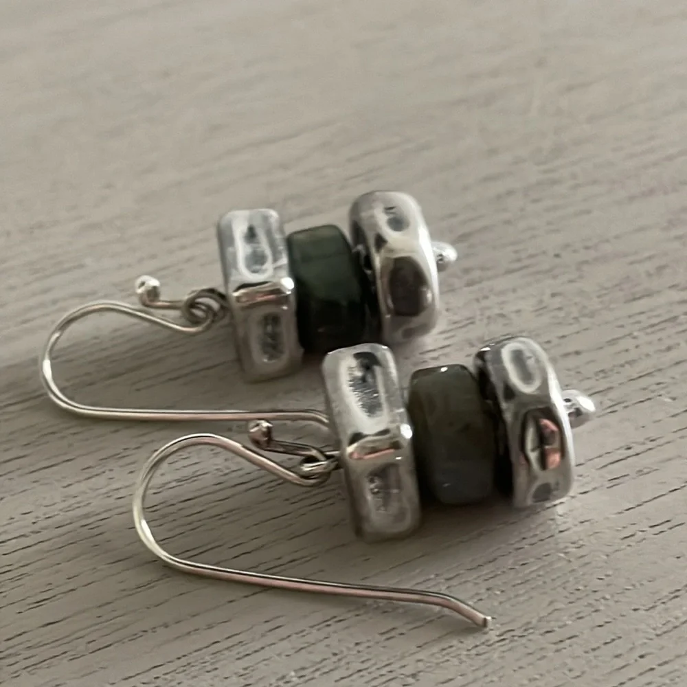 HTF Vintage Silpada Sterling Silver & Labradorite French Wire Earrings W0724